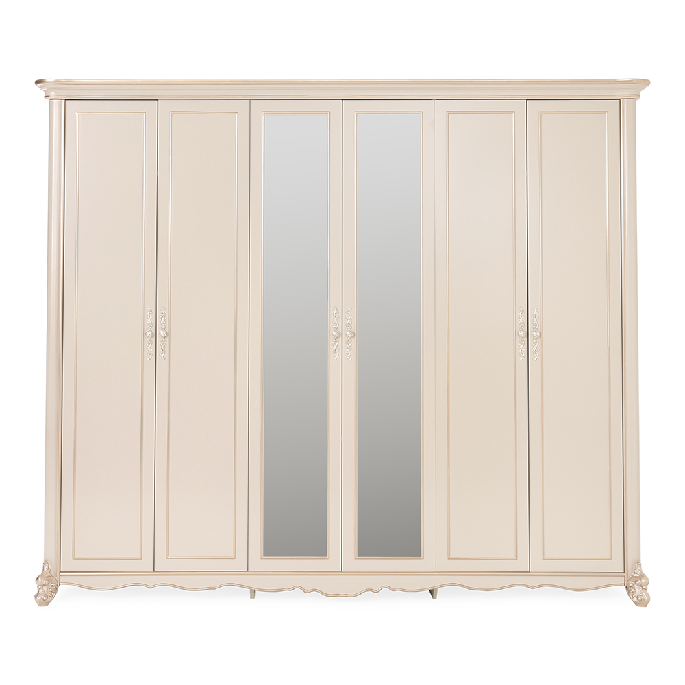New Farida 6-Door Wardrobe, Cream White & Brushed Gold