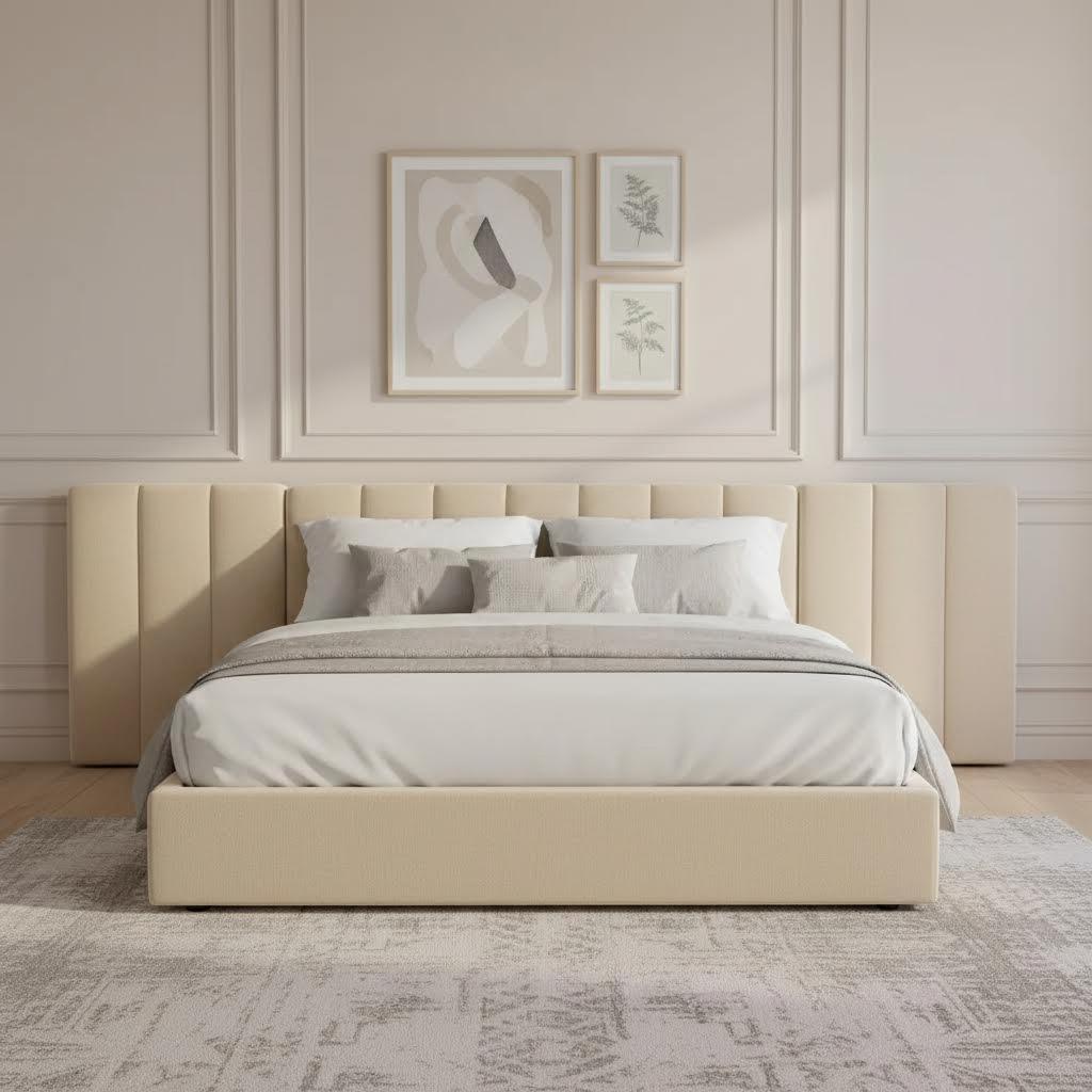 سرير موند حجم كينج مع لوح رأس، بيج - ١٨٠×٢٠٠ سم