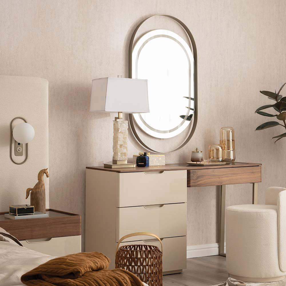 خزانة ملابس مع مرآة من أمالفي، بيج