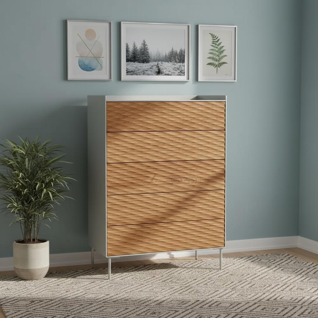 Yanson Chest of 5-Drawers, Grey