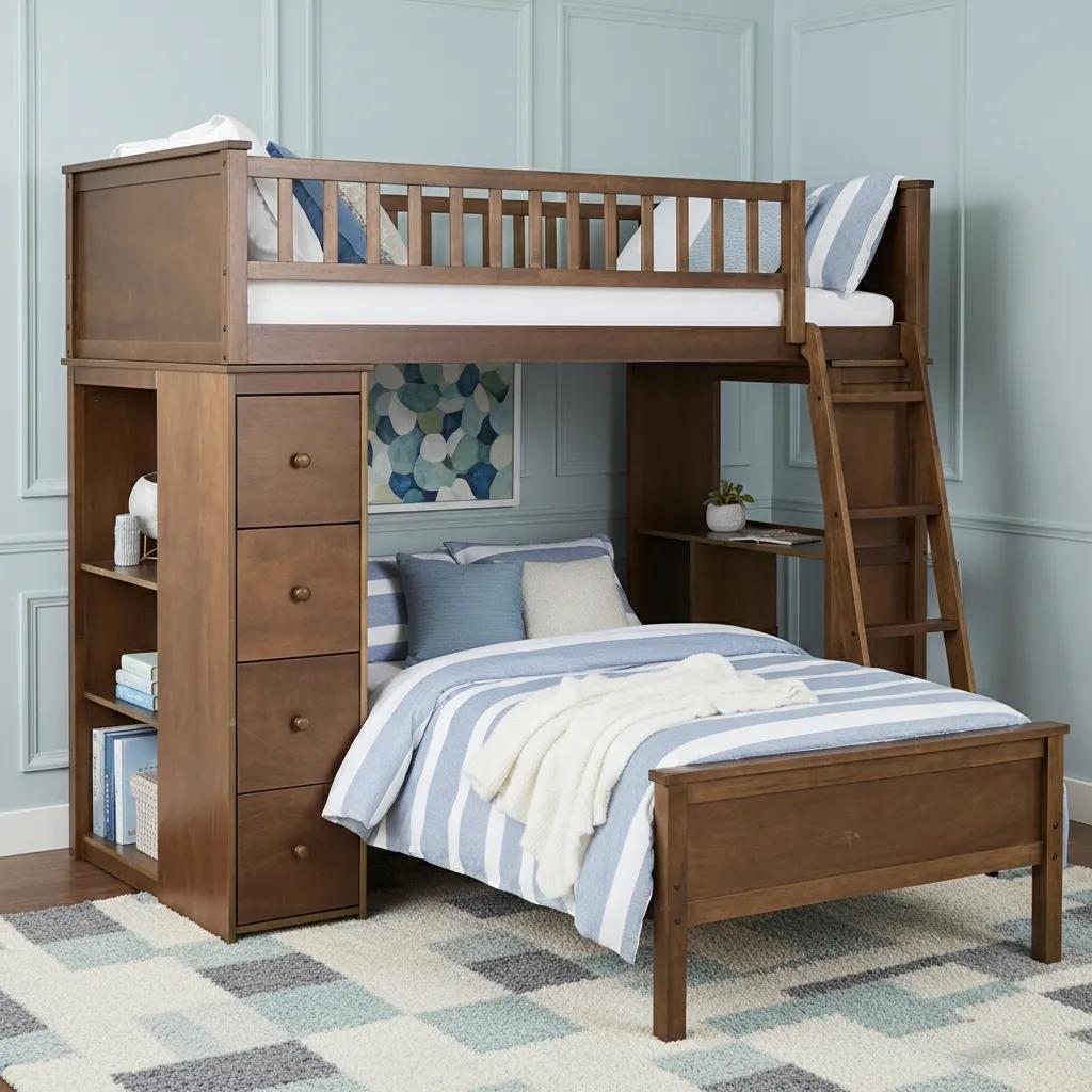 سرير دومينيك بطابقين، بني - 190×90 سم