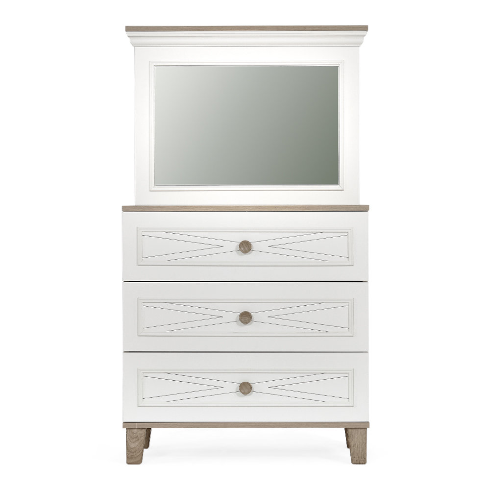 طاولة طاولة تسريحة أطلس، عاجي وبلوطي