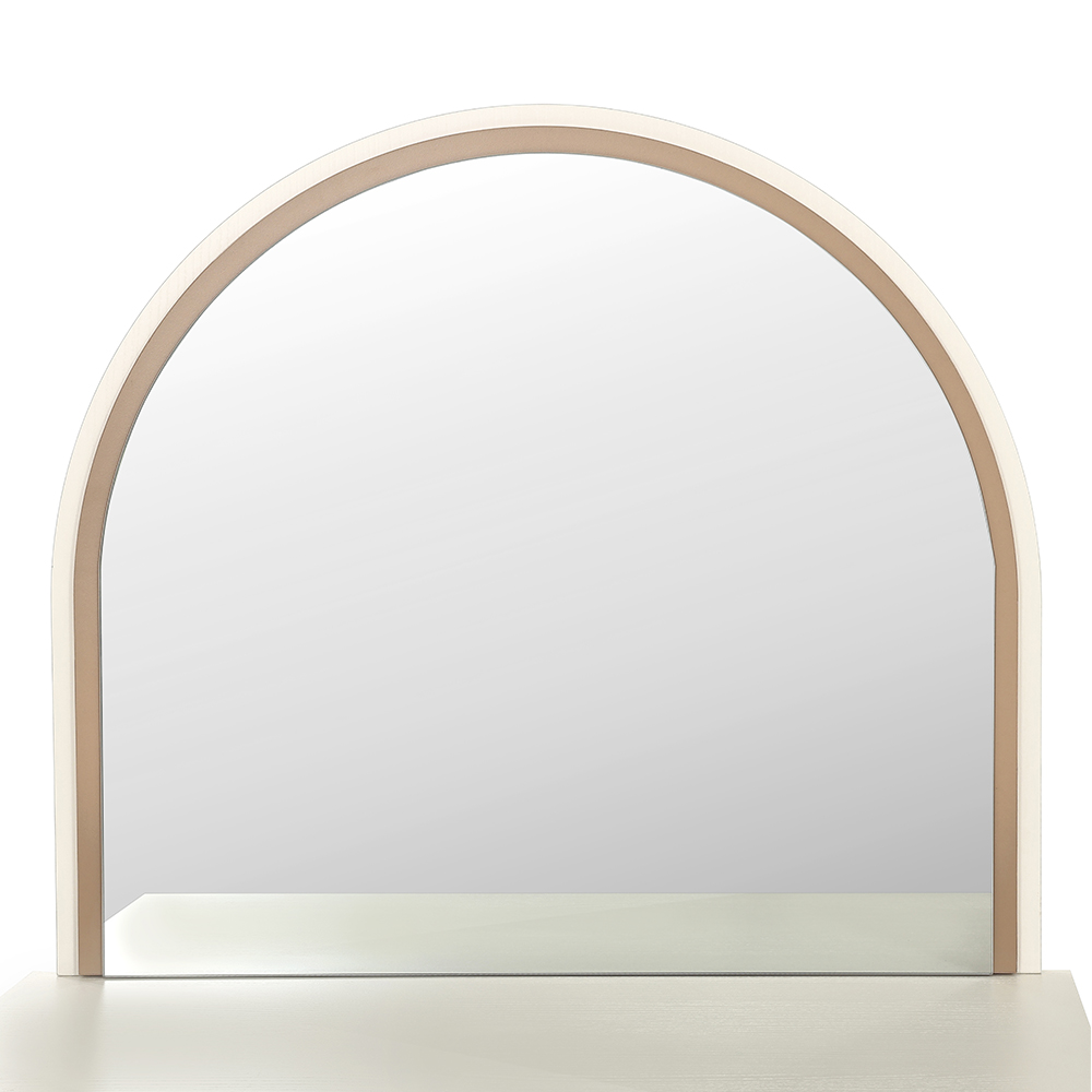 طاولة تسريحة مع مرآة من لورينا، أبيض وبني