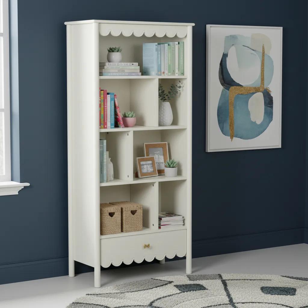 خزانة كتب من فيذر، أبيض عاجي