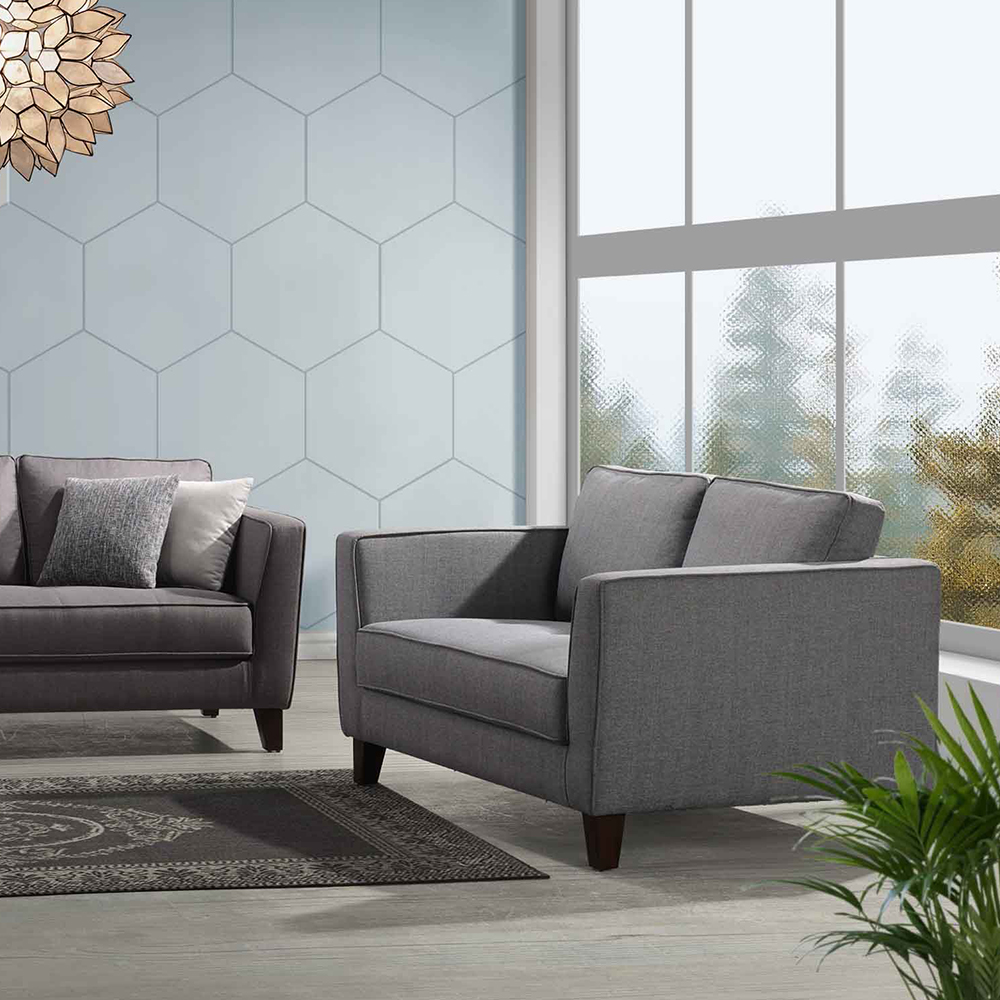 أريكة ذات مقعدين من كروفت، رمادي وجوزي الداكن