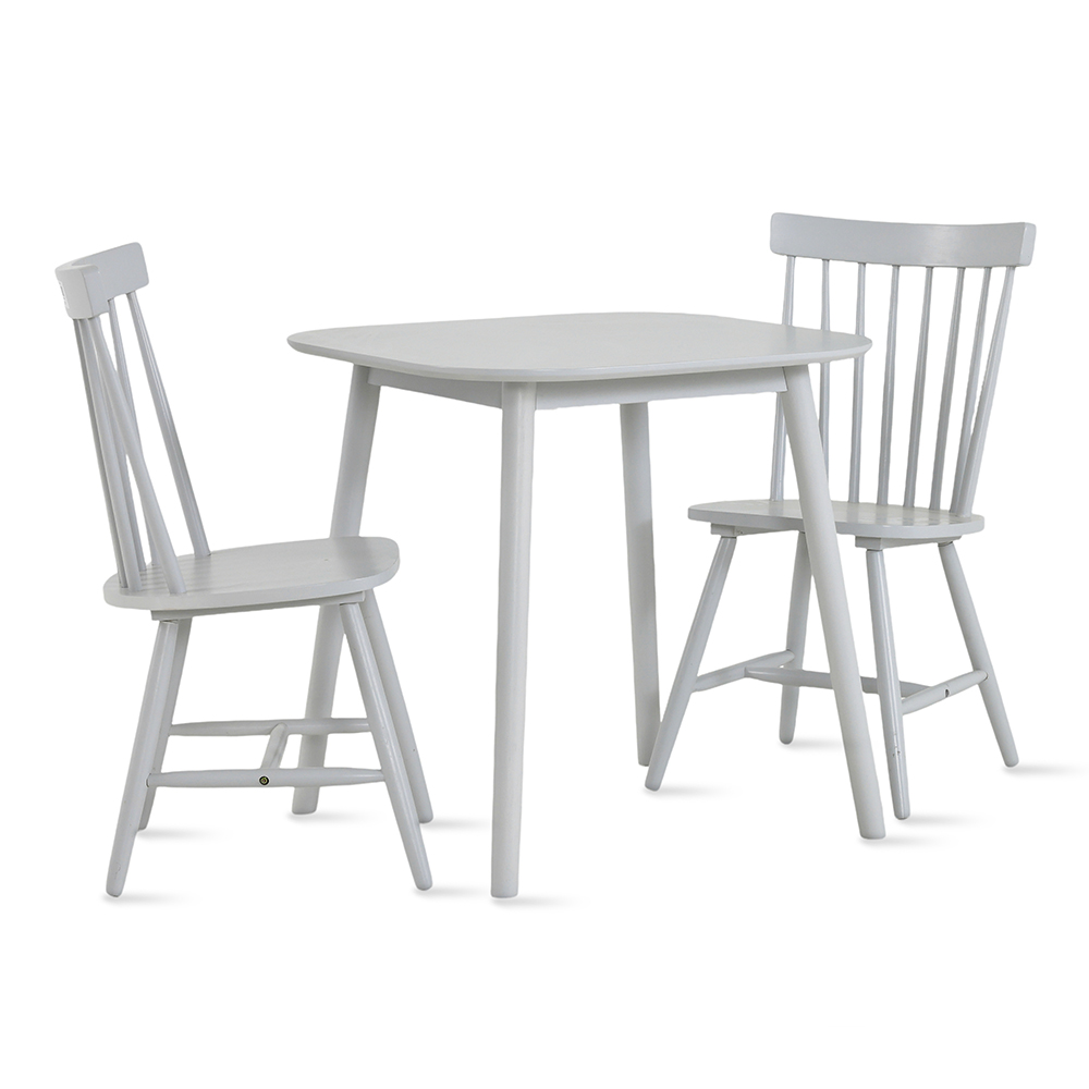 طقم طاولة طعام مكون من 3 قطع ومقعدين 2 من فيرجوس، رمادي فاتح - 75×75 سم