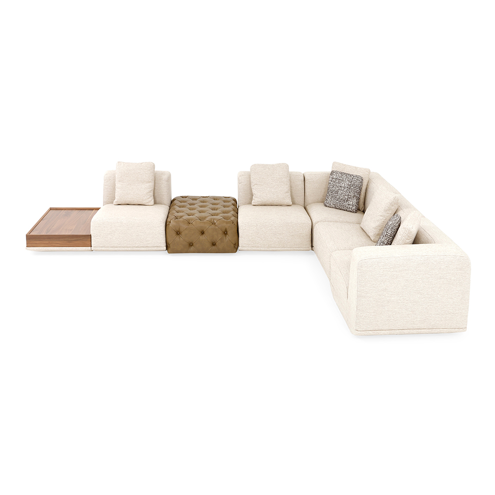 أريكة زاوية بـ5 مقاعد من سالتو مع طاولة قهوة، بيج